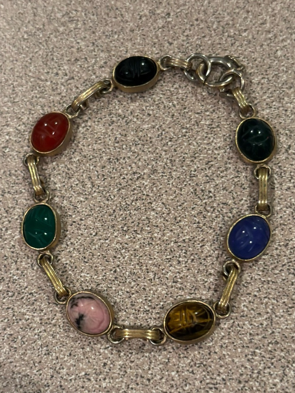 Gold-Tone Multicolor Scarab Link Bracelet - Women’s Fashion Jewelry